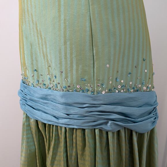 Vintage Flirt Sottero Prom Dress Maxi Gown 8 Green Y2K Corset Fairy Glam Ball - Picture 3 of 16
